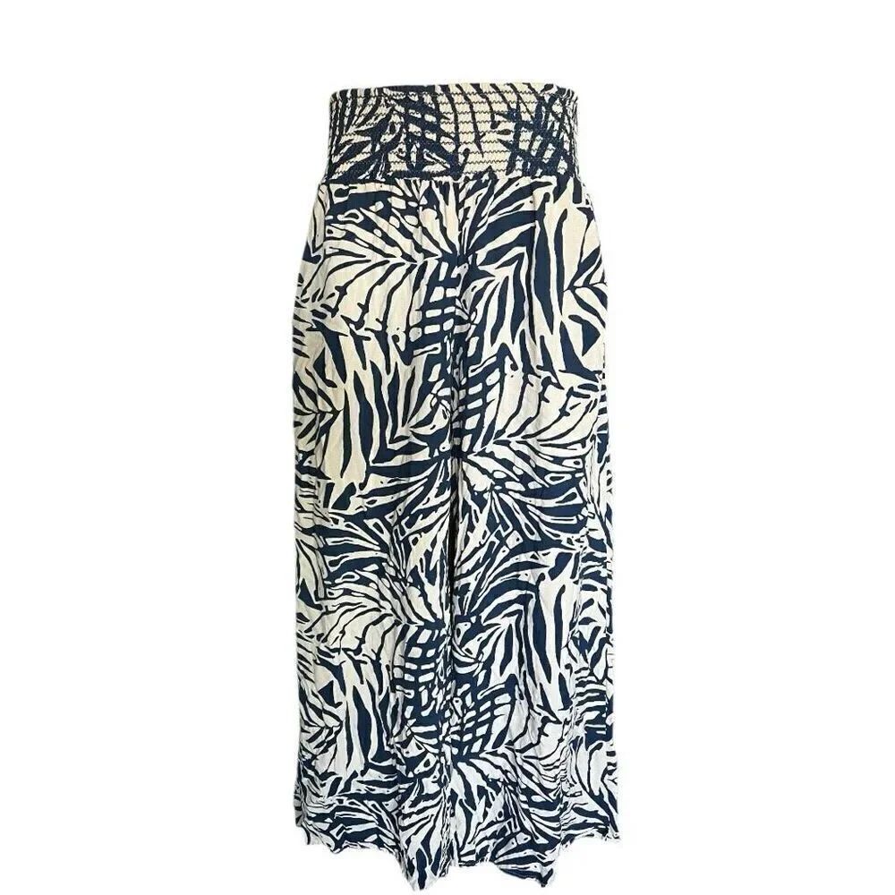 Womens Anthropologie Patrons of Peace Palm Print Boho Pallazo Pants - Sz S